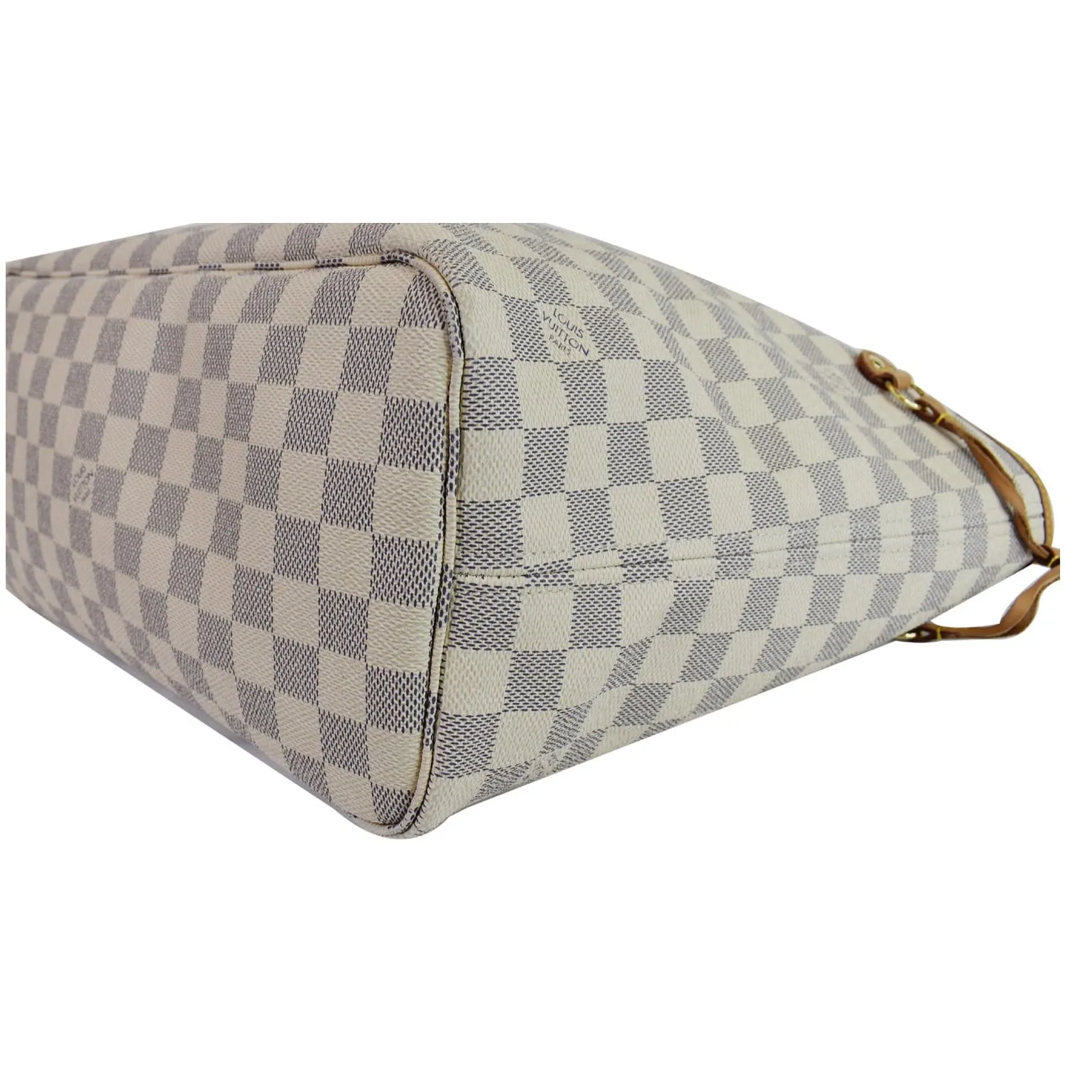 LOUIS VUITTON Neverfull MM Damier Azur Tote Shoulder Bag White