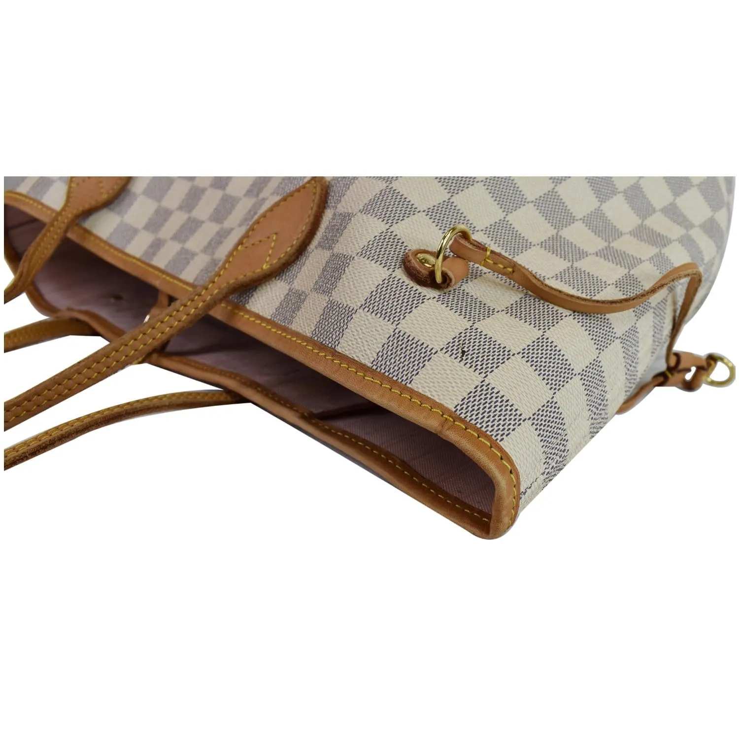 LOUIS VUITTON Neverfull MM Damier Azur Tote Shoulder Bag White
