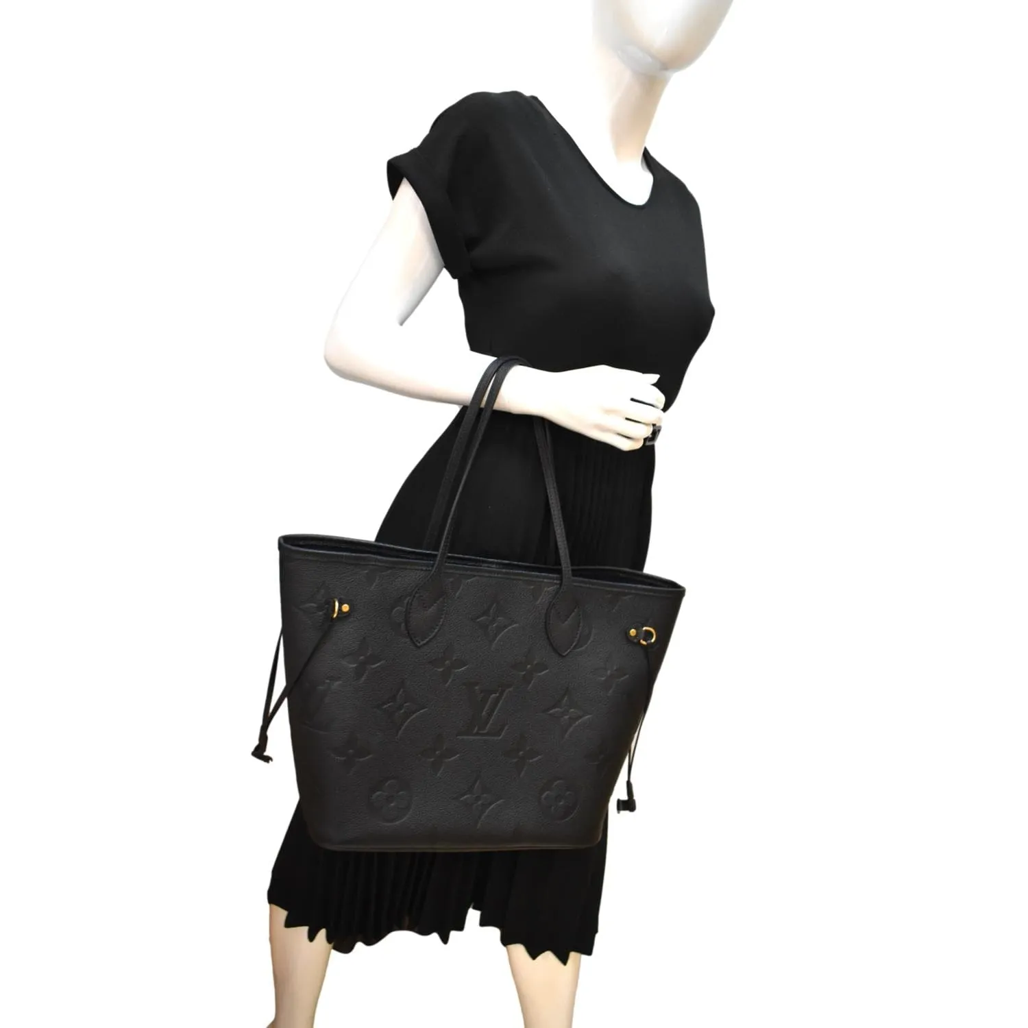 LOUIS VUITTON  Neverfull MM Monogram Empreinte Tote Bag Black