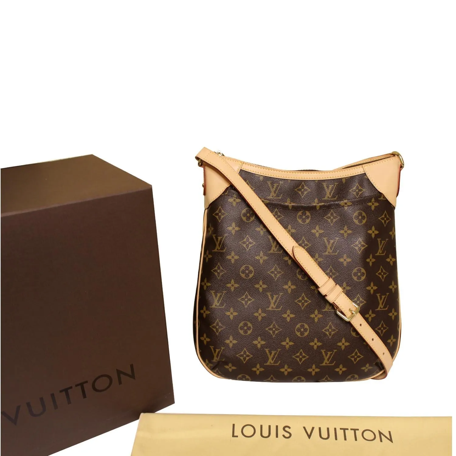 LOUIS VUITTON Odeon MM Monogram Canvas Shoulder Bag Brown