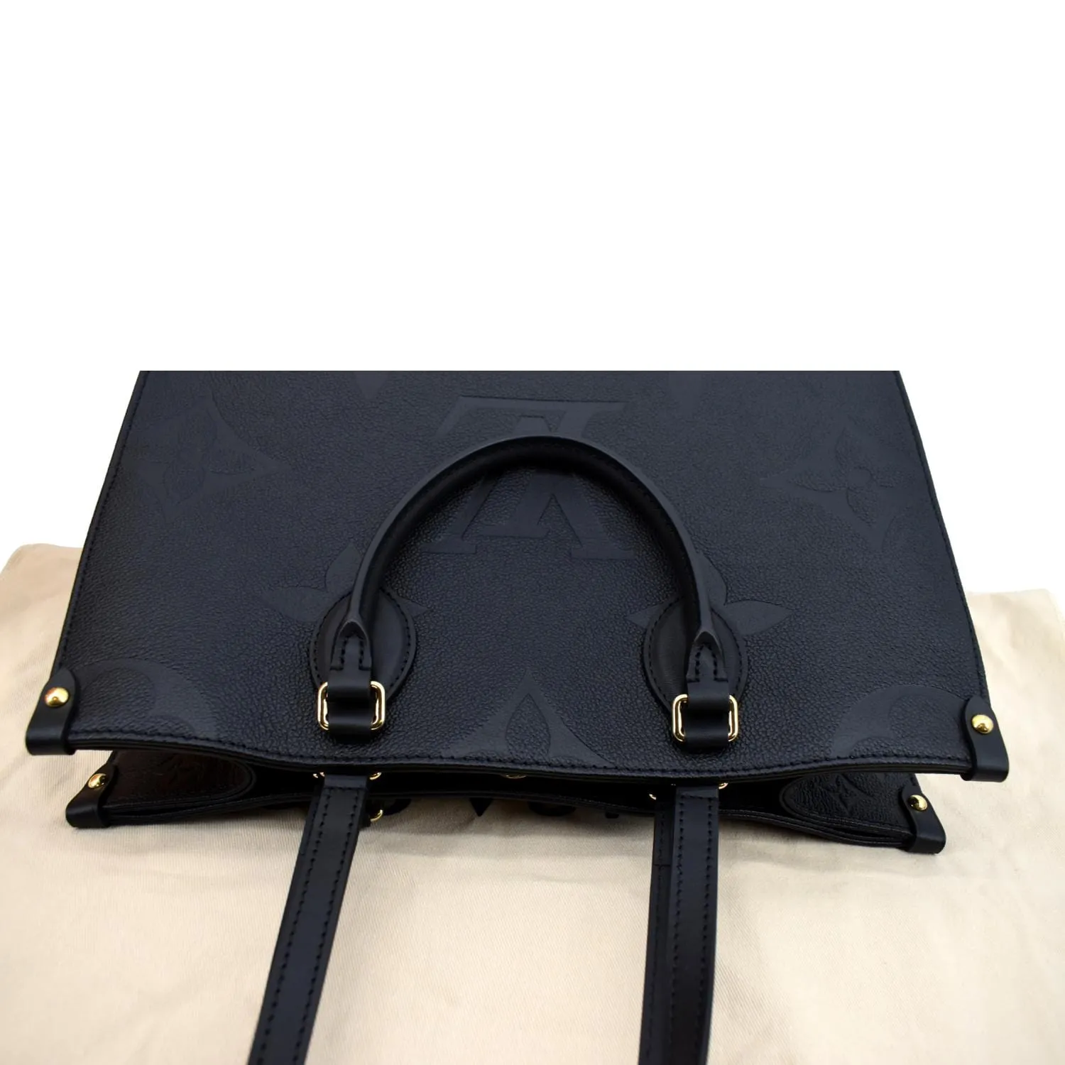 LOUIS VUITTON Onthego MM Monogram Empreinte Leather Shoulder Bag Black