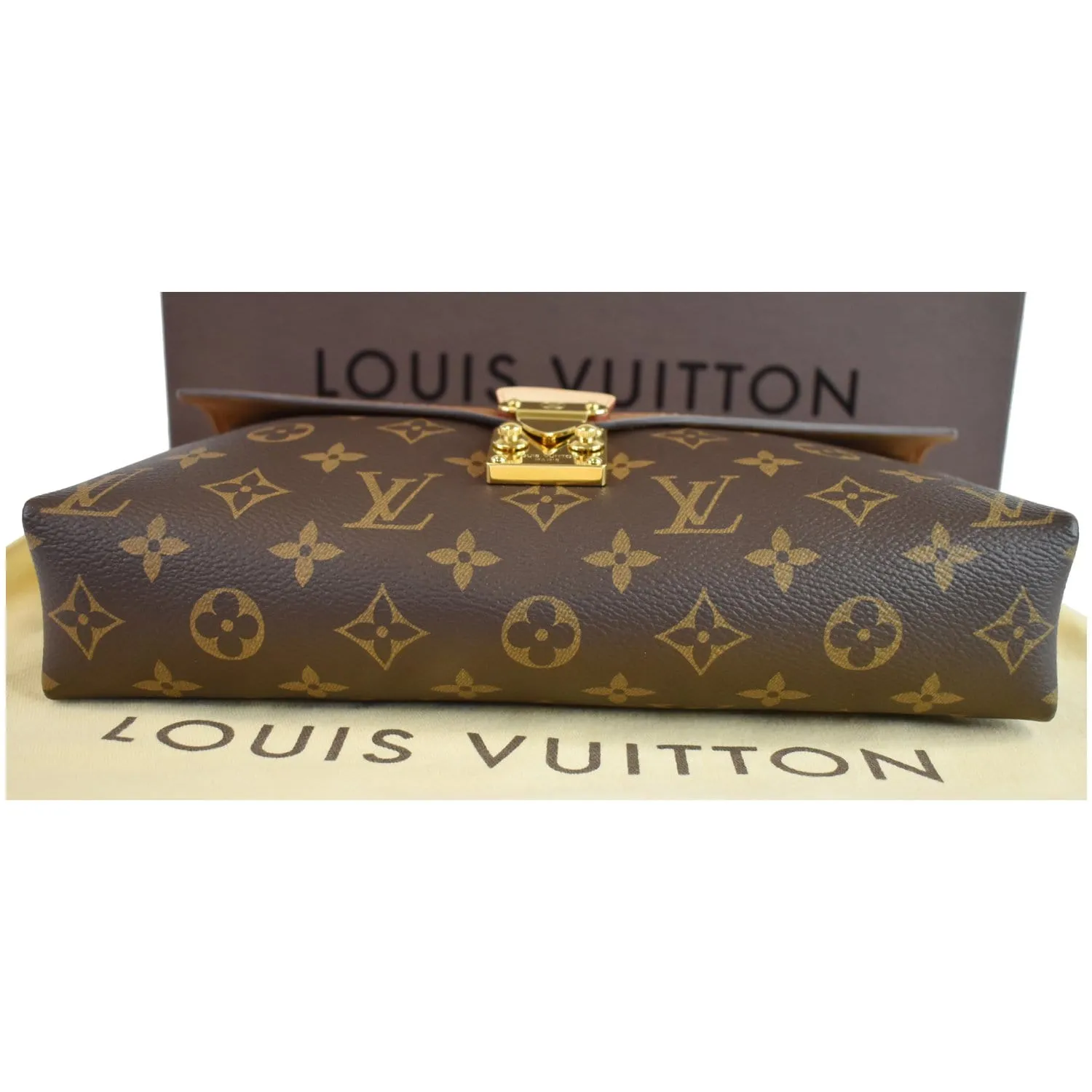 LOUIS VUITTON Pallas Chain Monogram Canvas Crossbody Bag Brown