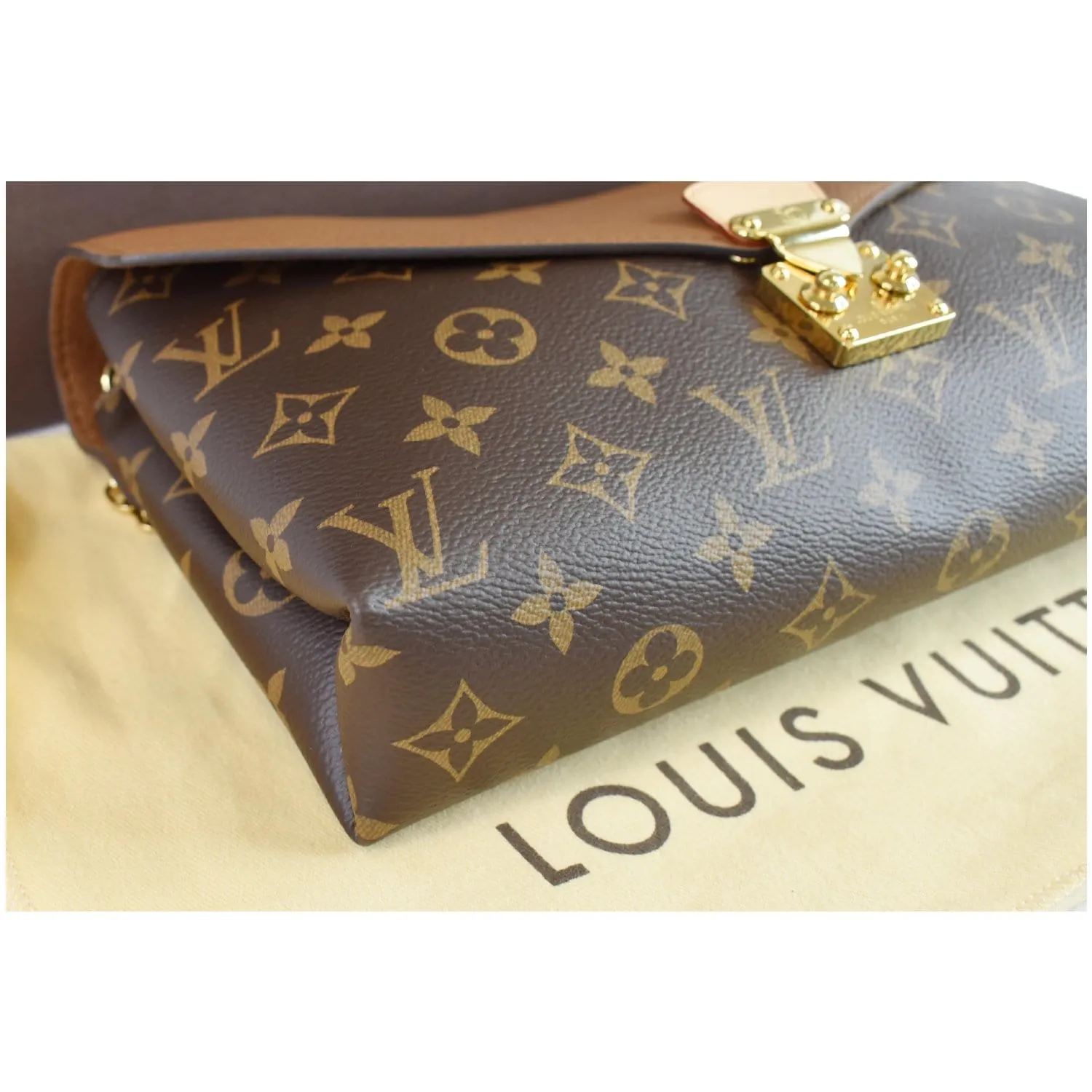 LOUIS VUITTON Pallas Chain Monogram Canvas Crossbody Bag Brown