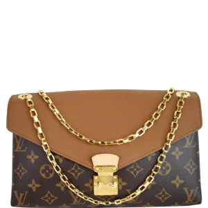 LOUIS VUITTON Pallas Chain Monogram Canvas Crossbody Bag Brown