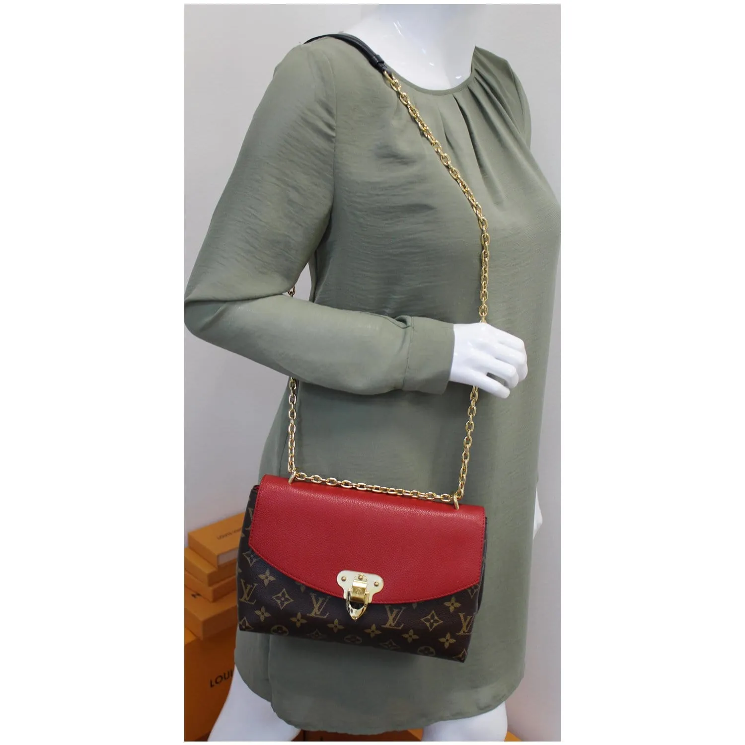 LOUIS VUITTON Saint Placide Monogram Canvas Shoulder Crossbody Bag Cerise