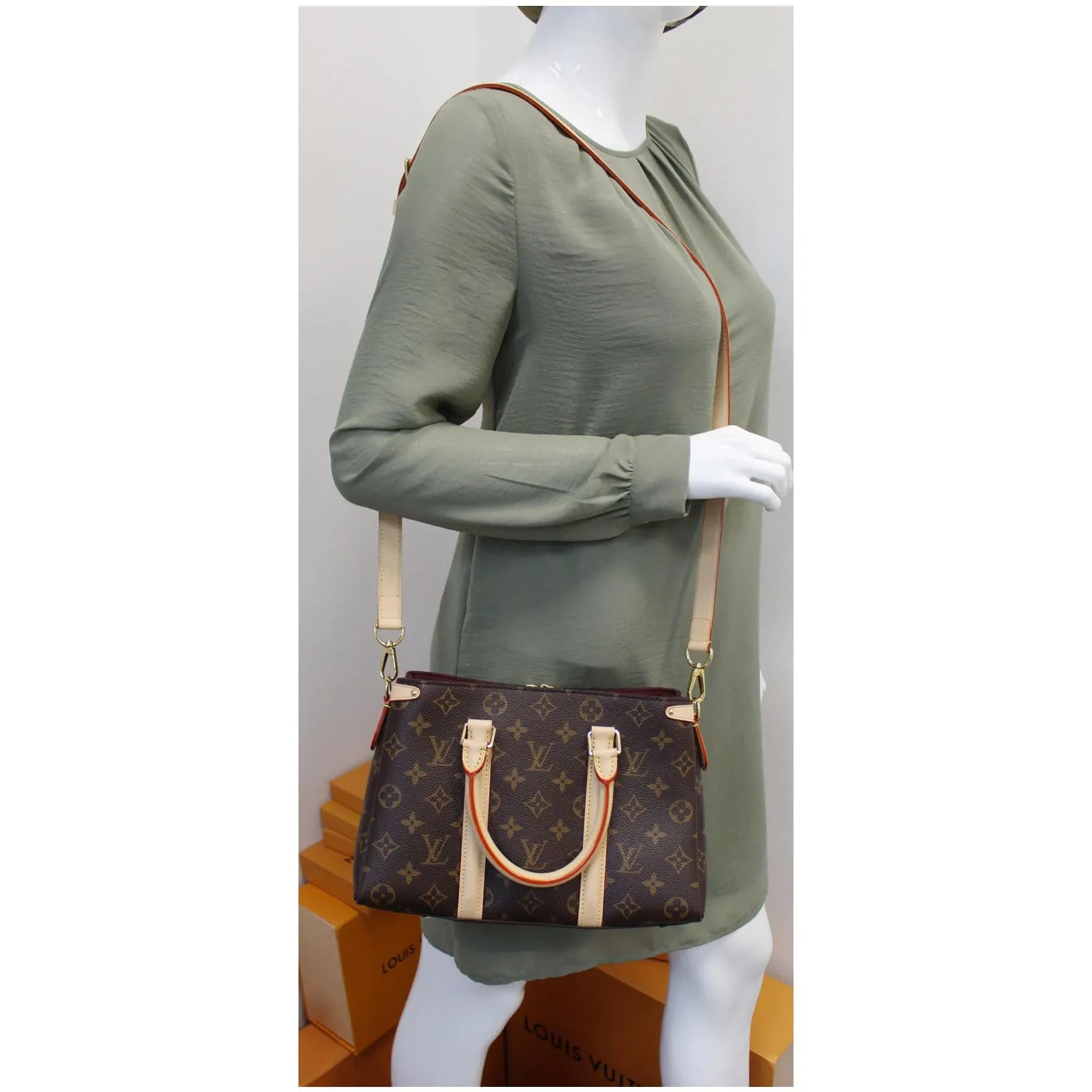 LOUIS VUITTON Soufflot BB Monogram Canvas Shoulder Bag Brown