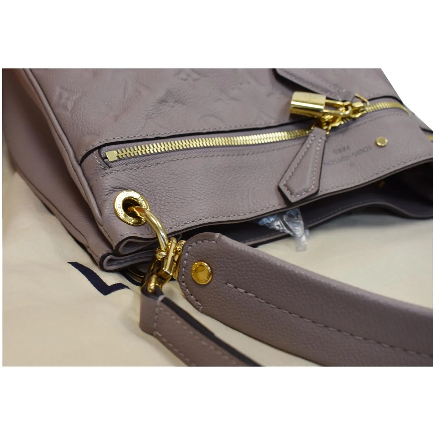 LOUIS VUITTON Spontini Empreinte Leather Shoulder Bag Mastic