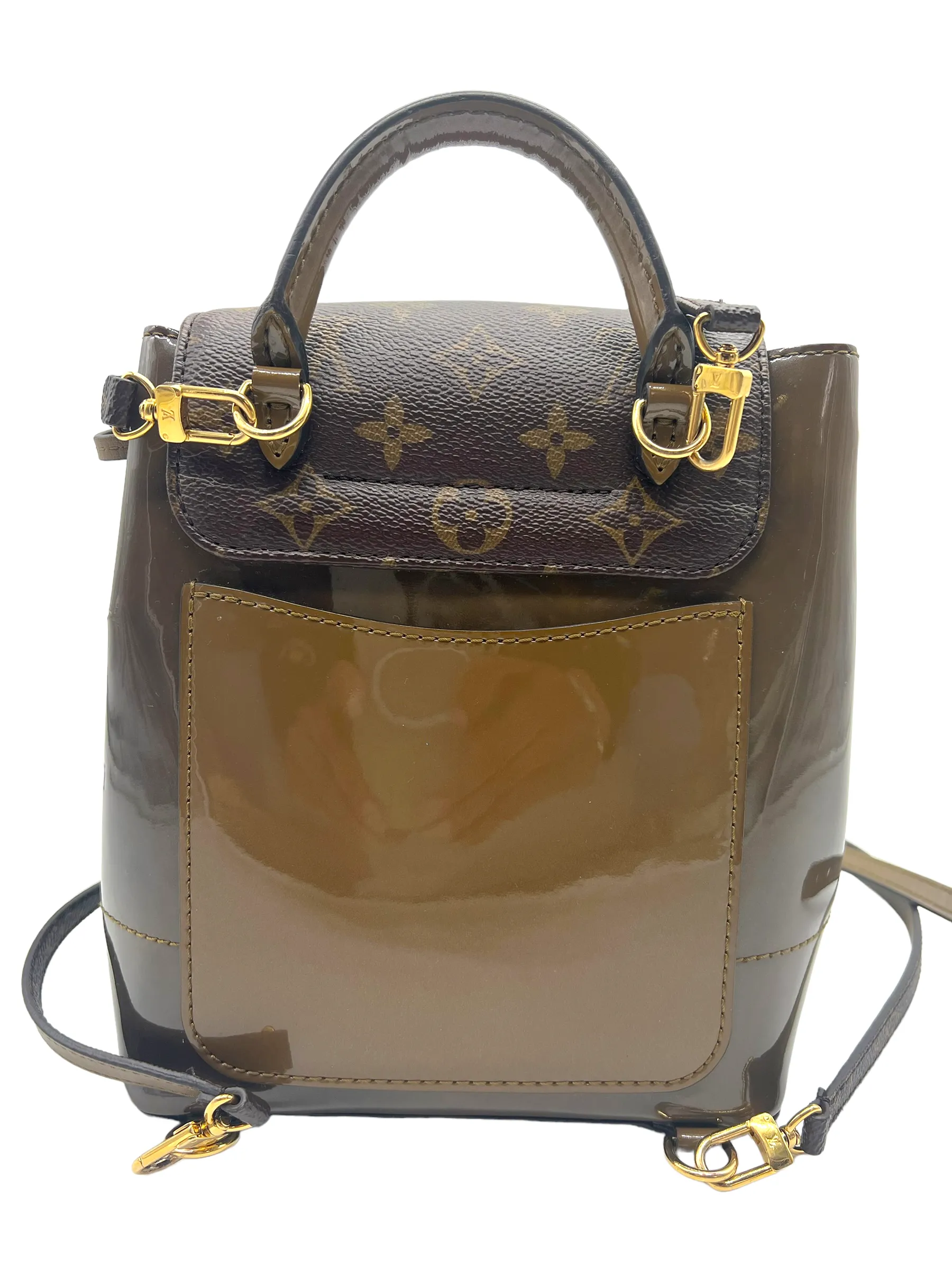 Louis Vuitton Vert Bronze Vernis Monogram Hot Springs Backpack Handbag