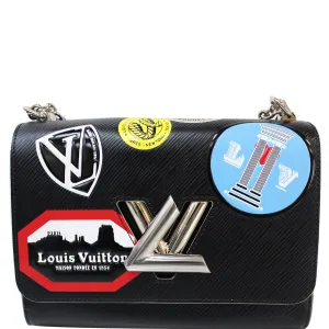 LOUIS VUITTON World Tour Twist MM Epi Leather Shoulder Bag Black