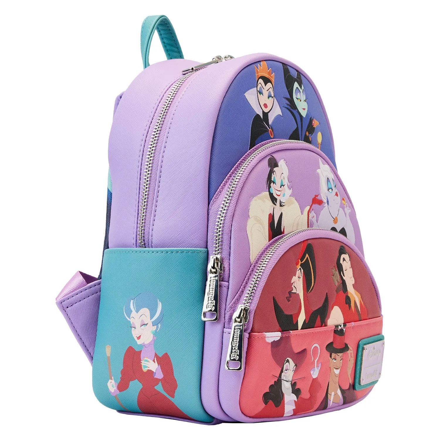 Loungefly Disney Villains Color Block Triple Pocket Mini Backpack