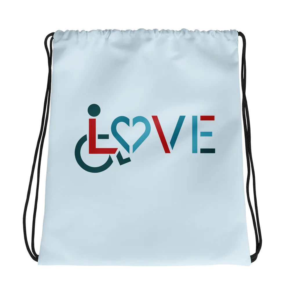LOVE (for the Special Needs Community) Blue Drawstring Bag