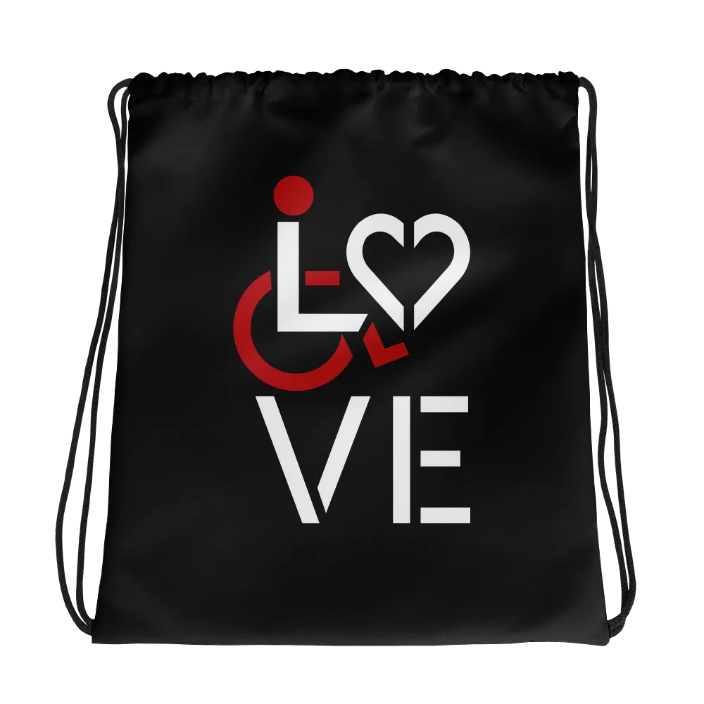 LOVE (for the Special Needs Community)  Drawstring Bag Stacked Design 1 of 3