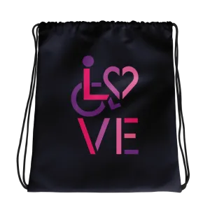 LOVE (for the Special Needs Community) Drawstring Bag Stacked Design 2 of 3