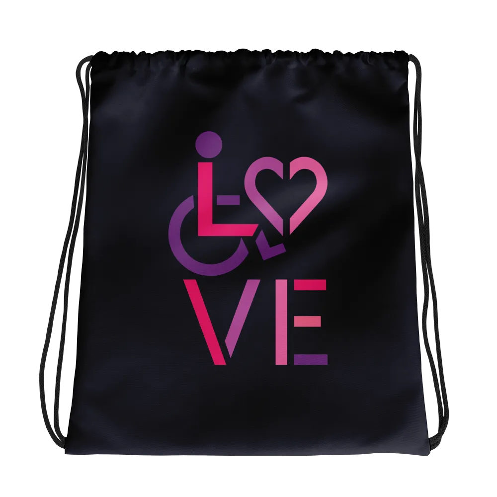 LOVE (for the Special Needs Community) Drawstring Bag Stacked Design 2 of 3