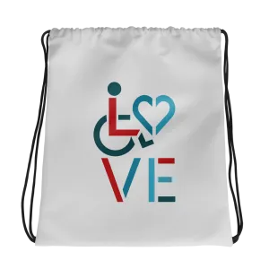 LOVE (for the Special Needs Community) Drawstring Bag Stacked Design 3 of 3