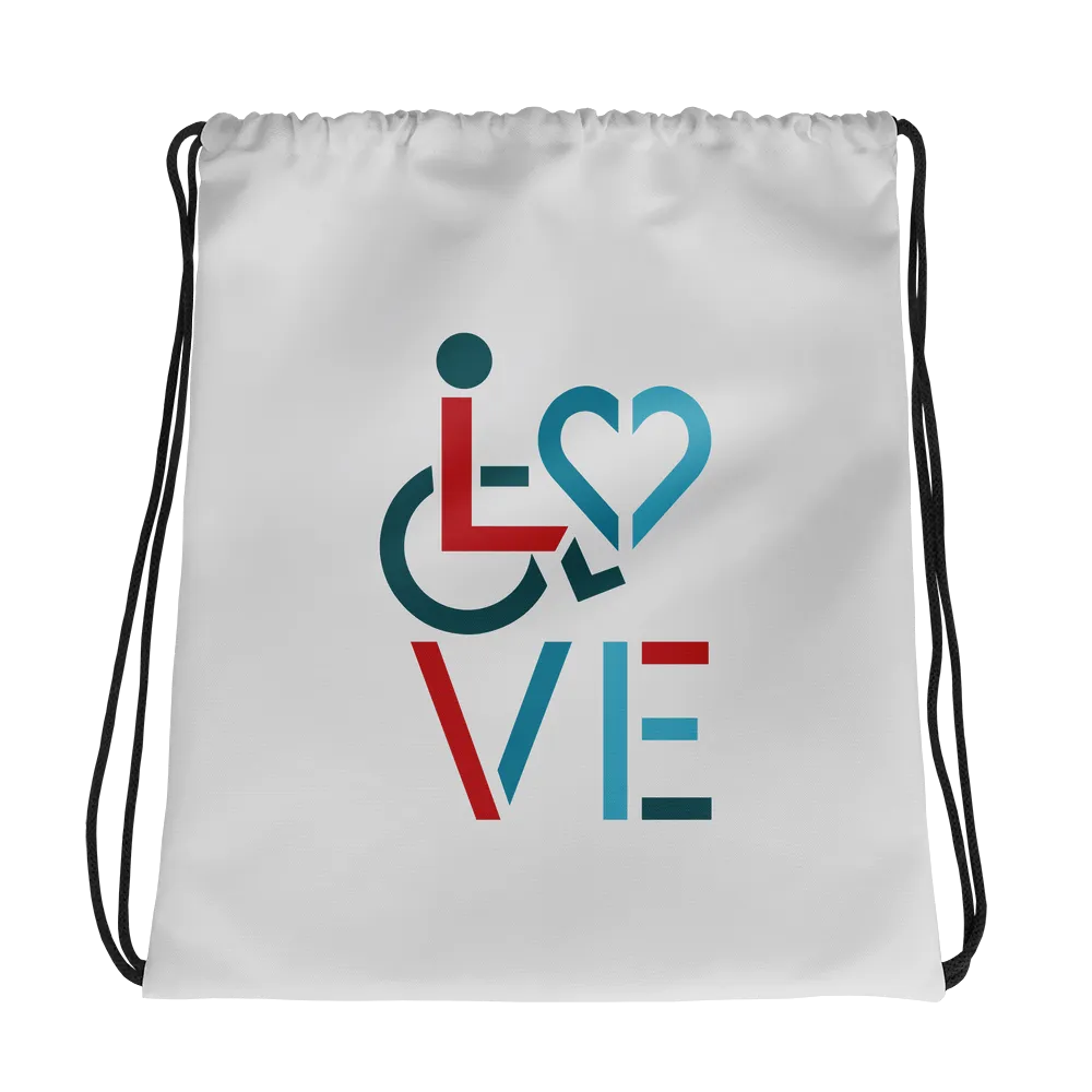 LOVE (for the Special Needs Community) Drawstring Bag Stacked Design 3 of 3