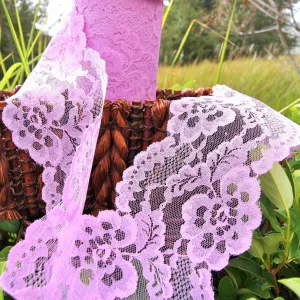 Lovely Purple Pink Floral Galloon Lace Trim 5¼" wide