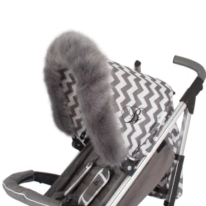Luxurious Grey faux fur pram hood trim