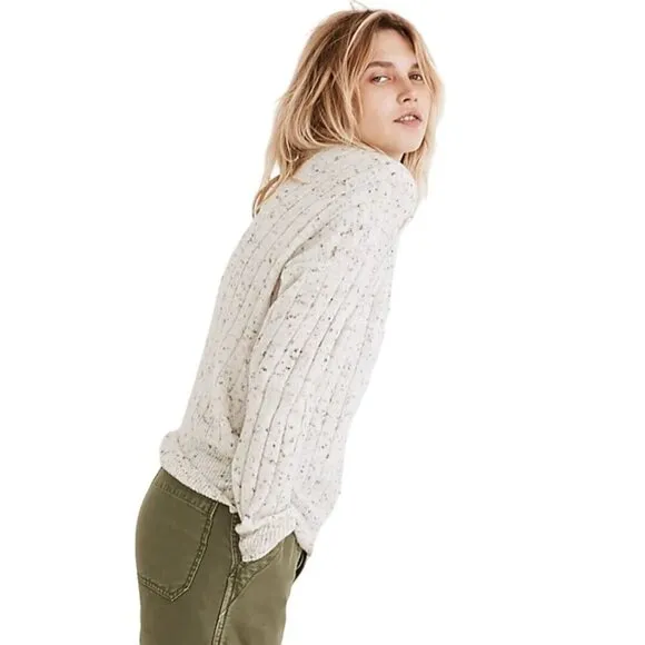 Madewell Donegal Bowden Henley Sweater In Coziest Yarn Donegal Snow Size XS