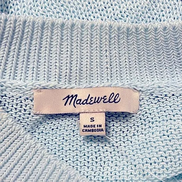 Madewell NWT Sheer Loose Knit Crewneck Sweater Size Small in Clarity (Blue)
