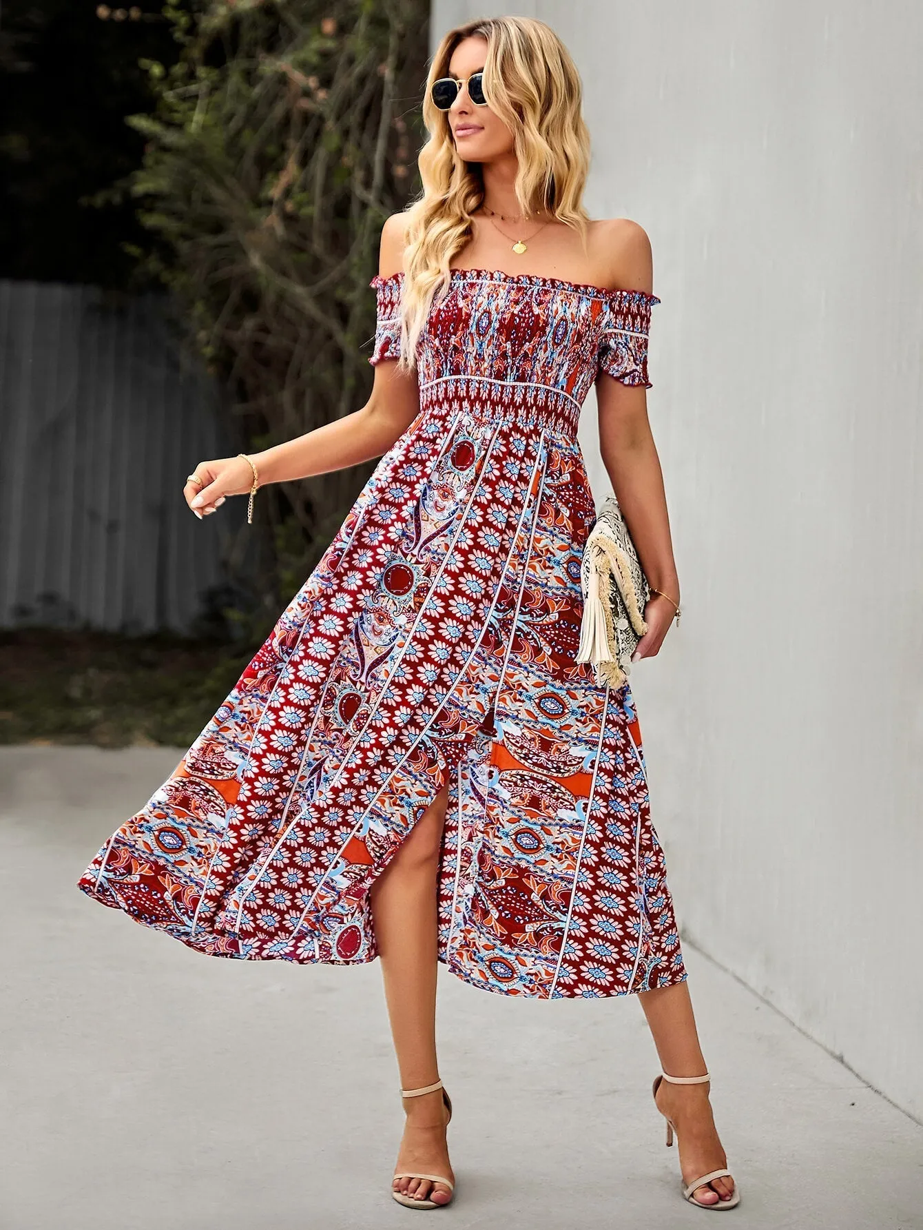 Mahoa Dress - Rust Print