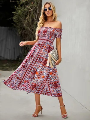 Mahoa Dress - Rust Print