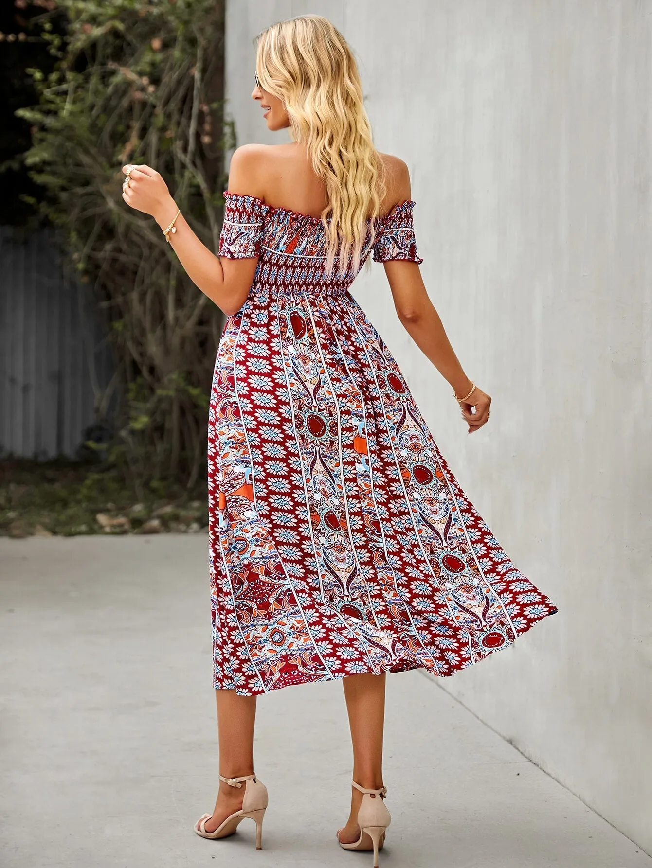 Mahoa Dress - Rust Print