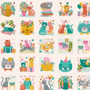 Makower Fabrics | Whiskers | Panel | Cream