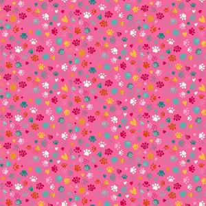 Makower Fabrics | Whiskers | Pawsome | Pink