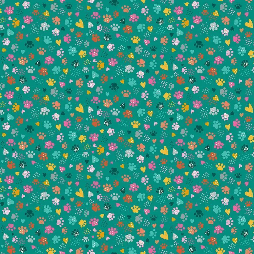 Makower Fabrics | Whiskers | Pawsome | Teal