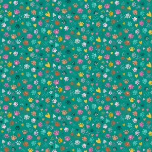Makower Fabrics | Whiskers | Pawsome | Teal