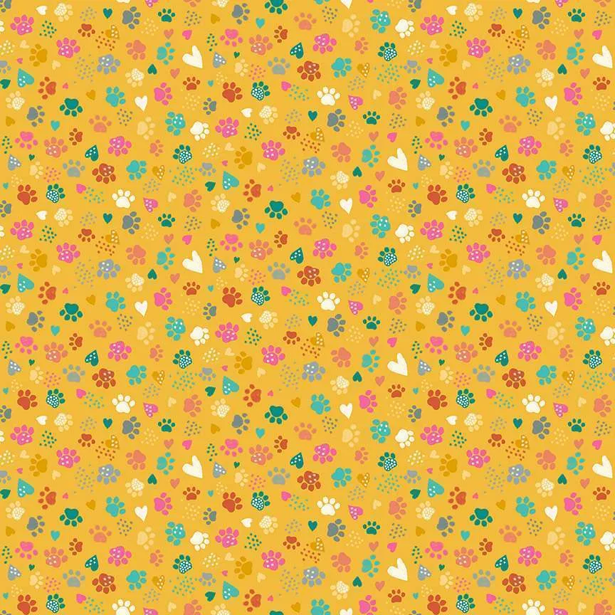 Makower Fabrics | Whiskers | Pawsome | Yellow