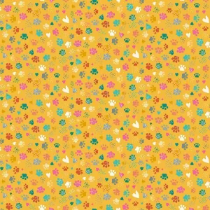 Makower Fabrics | Whiskers | Pawsome | Yellow
