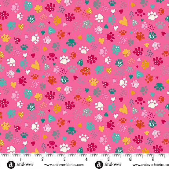 Makower Fabrics | Whiskers | Pink Fat Quarter Pack (7)