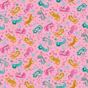 Makower Fabrics | Whiskers | Playfull Cats | Pink