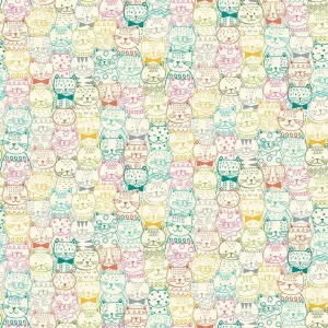 Makower Fabrics | Whiskers | Portrait Cats | Cream