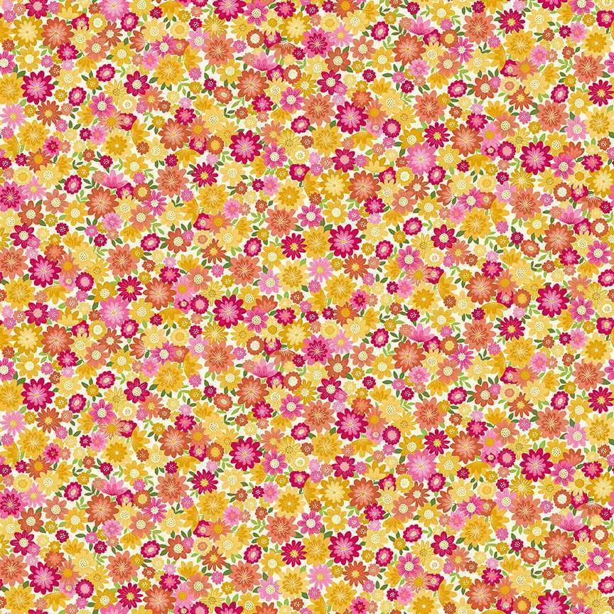 Makower Fabrics | Whiskers | Pretty Posy | Cream