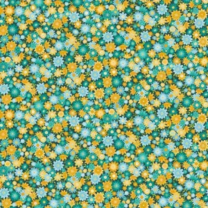 Makower Fabrics | Whiskers | Pretty Posy | Teal