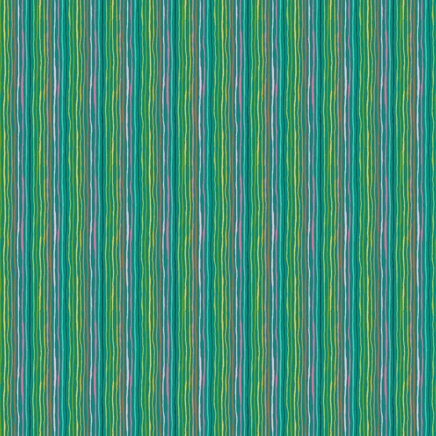 Makower Fabrics | Whiskers | Yarn Stripe | Teal