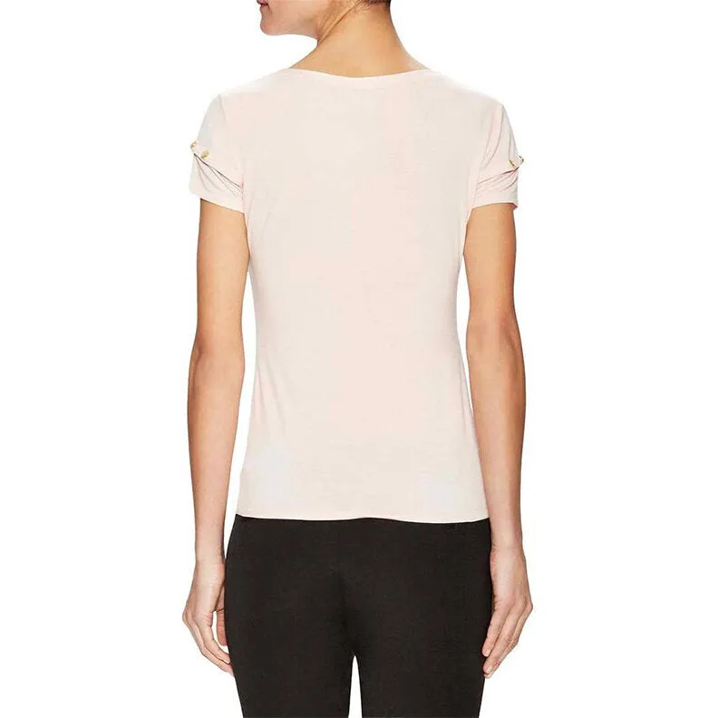 Malak Gold Snap Top - Pale Blush