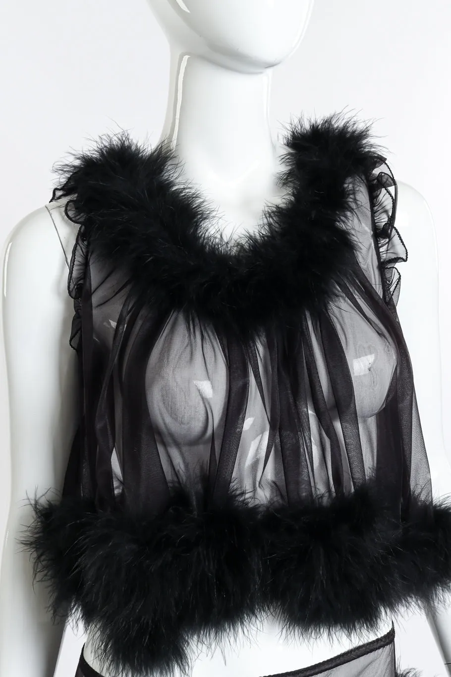 Marabou Trim Top & Short Set