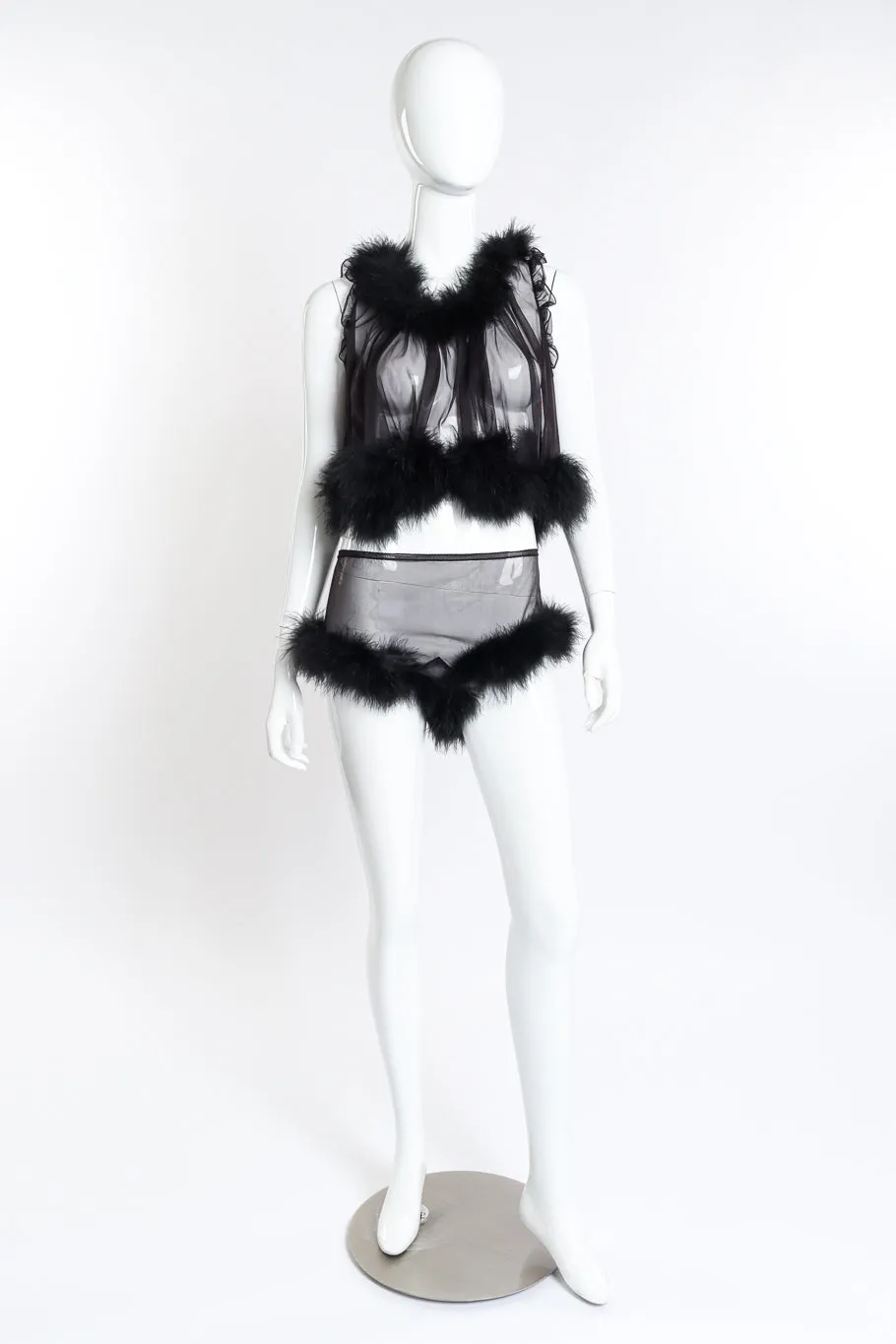 Marabou Trim Top & Short Set