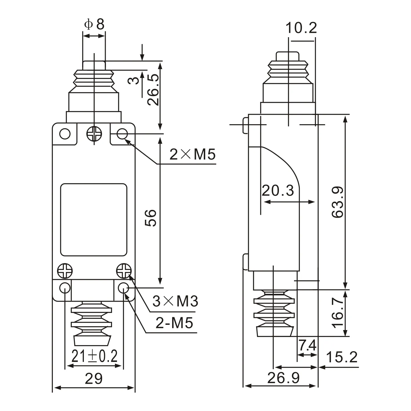 ME-8111 Plunger Momentary Limit Switch