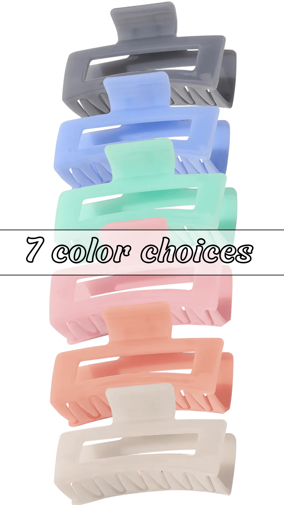 Medium Frosted Rectangle Cutout Claw Clip (6 colors)