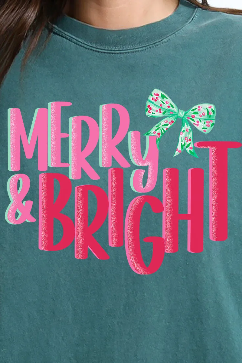 Merry And Bright Coquette Bow Comfort Colors Heavyweight Long Sleeve T-Shirt