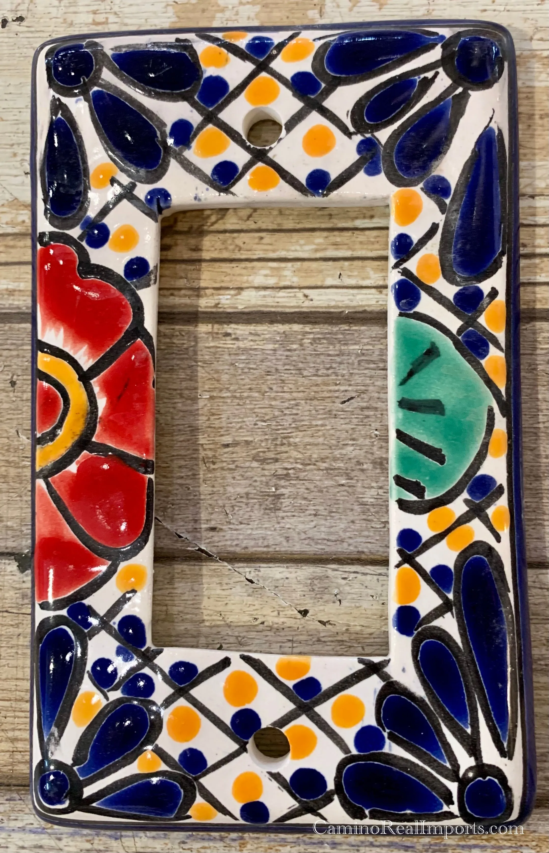 MEXICAN TALAVERA POTTERY ROCKER  SWITCH PLATE TRSP011
