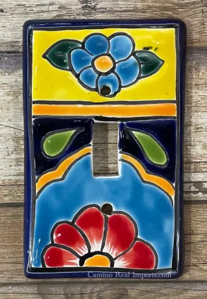 Mexican Talavera Pottery Single Toggle Switch Plate TTSP035