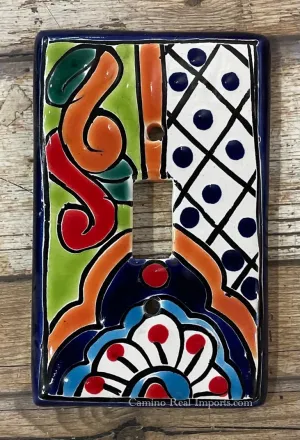 Mexican Talavera Pottery Single Toggle Switch Plate TTSP036