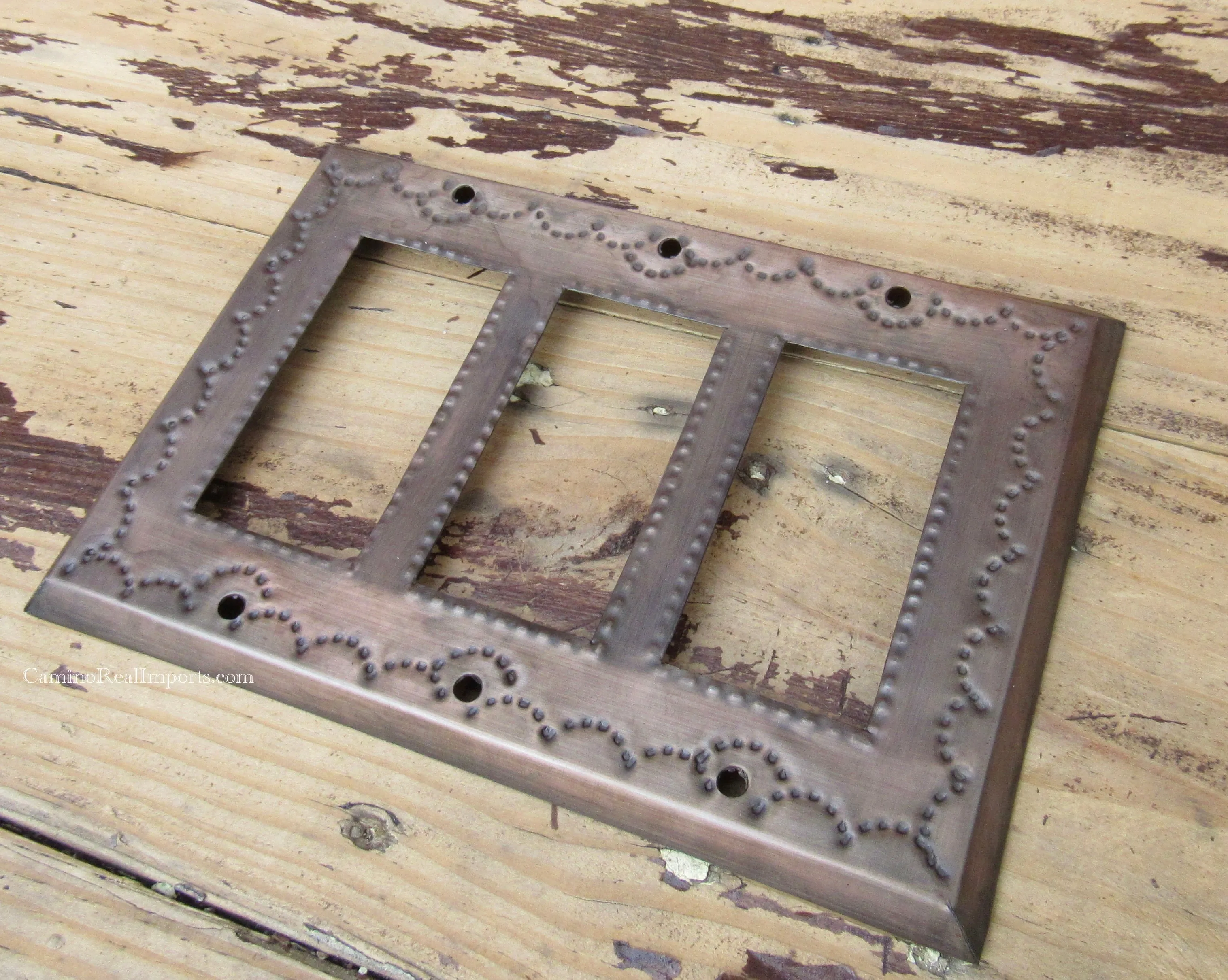 Mexican Tin Triple Rocker Switch Plate Covers