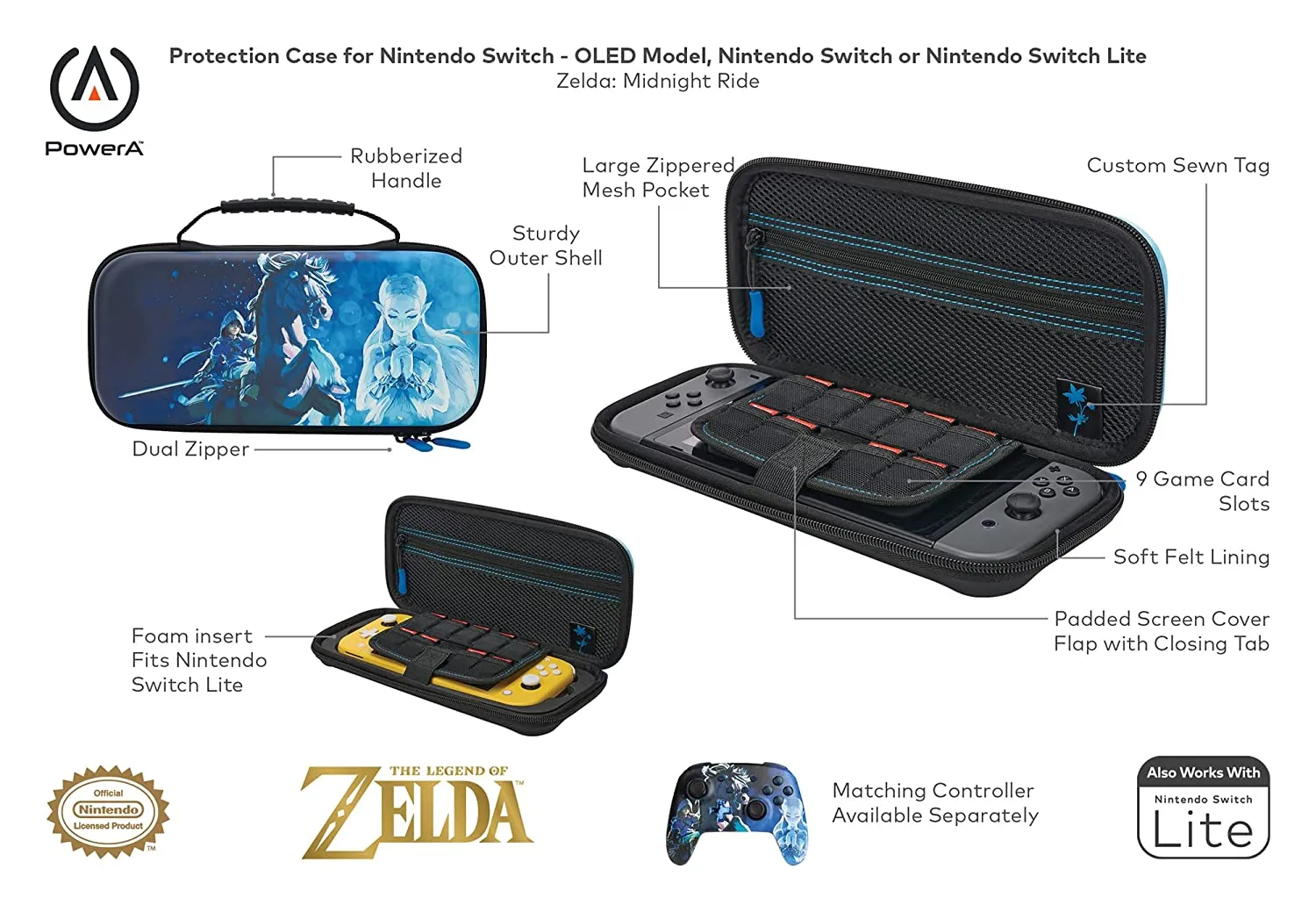 Midnight Ride - ZELDA BOTW - Protection Case for Nintendo Switch OLED Model, Nintendo Switch or Nintendo Switch Lite - by Power A